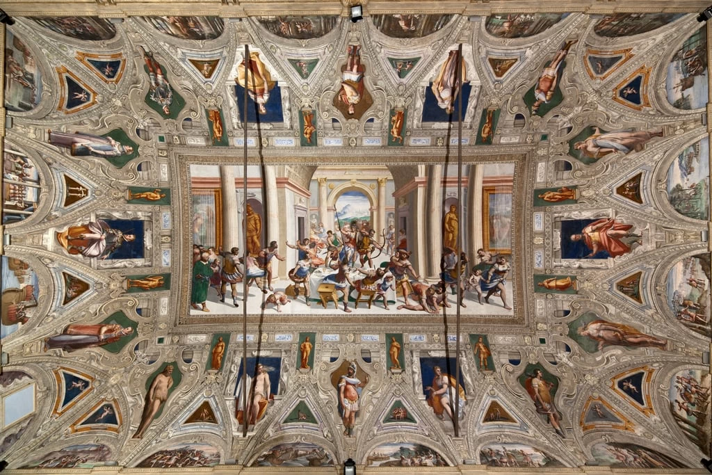 Palazzo Gerolamo Grimaldi, Genova - Ulisse saetta i Proci con l'aiuto di Minerva e di Telemaco